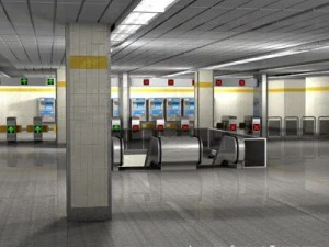 esta&ccedil;&atilde;o de metr&ocirc; com trem Modelo 3D