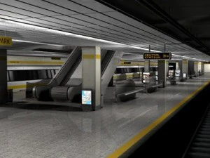 esta&ccedil;&atilde;o de metr&ocirc; com trem Modelo 3D