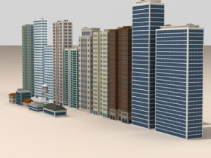 low poly buildings collection 3D Model