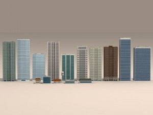low poly buildings collection 3D Model