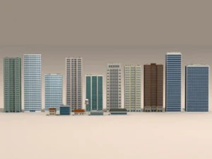 low poly buildings collection 3D Model