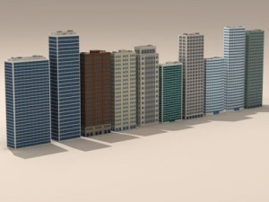 low poly buildings collection 3D Model
