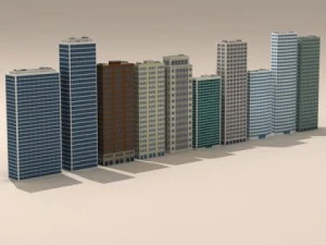 low poly buildings collection 3D Model