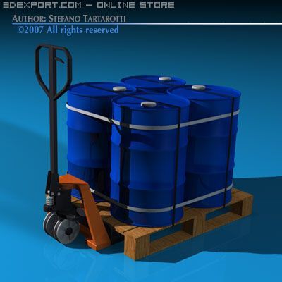 pallet truck 3D Model .c4d .max .obj .3ds .fbx .stl .blend 