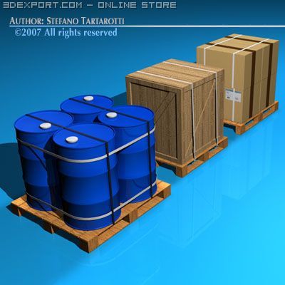 3 pallets Model 3D .c4d .max .obj .3ds .fbx .stl .blend 