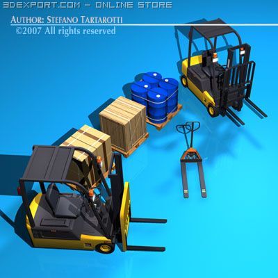 forklift collection 3D Model .c4d .max .obj .3ds .fbx .stl .blend 