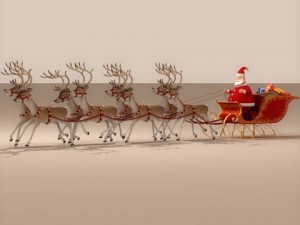 toon santa in sleigh with reindeer 3D-Modell