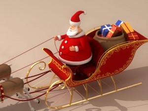 toon santa in sleigh with reindeer 3D-Modell