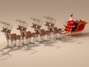 toon santa in sleigh with reindeer 3D-Modell