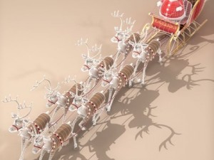 toon santa in sleigh with reindeer 3D-Modell