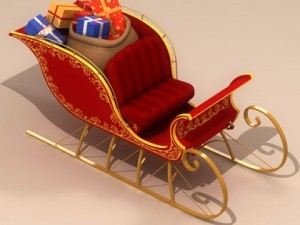toon santa in sleigh with reindeer 3D-Modell