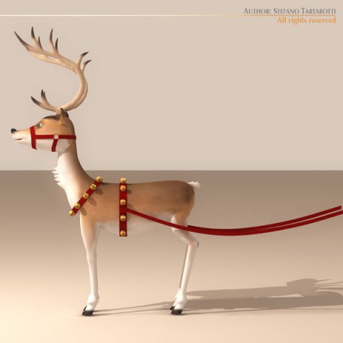 santa reindeer cartoon 3D Model .c4d .max .obj .3ds .fbx .stl .blend 