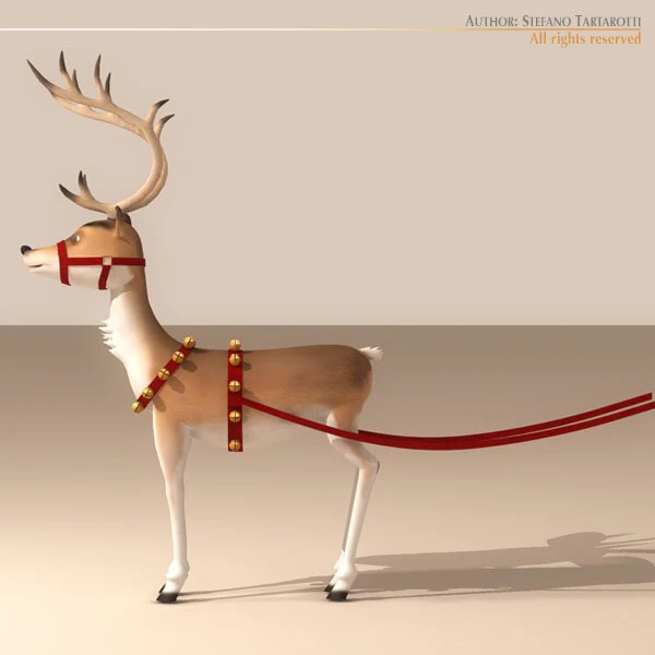 santa reindeer cartoon 3D Model .c4d .max .obj .3ds .fbx .stl .blend 