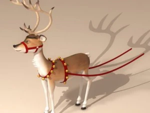 santa reindeer cartoon 3D Model