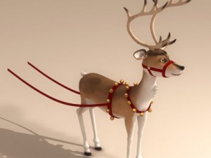 santa reindeer cartoon 3D Model