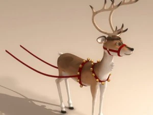santa reindeer cartoon 3D Model