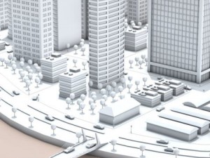 city on river Modelo 3D