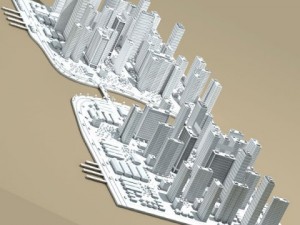 city on river 3D Model