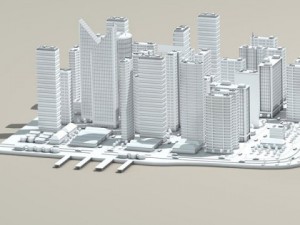 city on river 3D Model