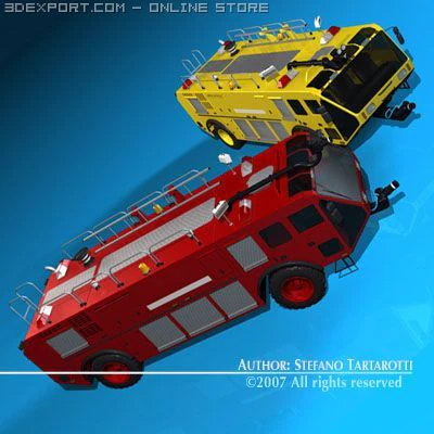 airport firetruck 3D Model .c4d .max .obj .3ds .fbx .stl .blend 