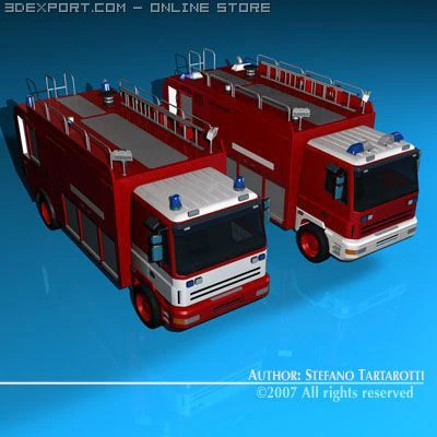 пожарная машина 3D Модель .c4d .max .obj .3ds .fbx .stl .blend 