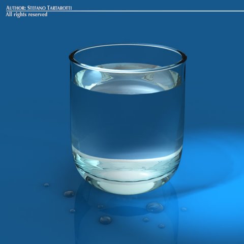 glass with water 3D Model .c4d .max .obj .3ds .fbx .stl .blend 
