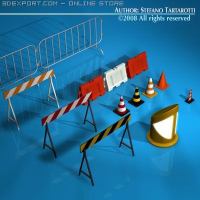 road barriers 3D Model .c4d .max .obj .3ds .fbx .stl .blend 