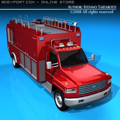 firetruck us medium 3D 模型 .c4d .max .obj .3ds .fbx .stl .blend 
