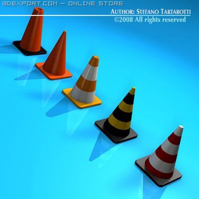 road cones collection 3D Model .c4d .max .obj .3ds .fbx .stl .blend 