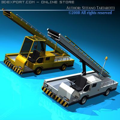 airport baggage loader vehicle 3D Model .c4d .max .obj .3ds .fbx .stl .blend 