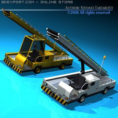 airport baggage loader vehicle 3D Model .c4d .max .obj .3ds .fbx .stl .blend