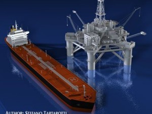 oil platform with tankership 3D-Modell