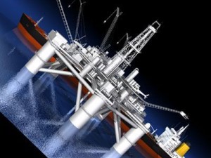 oil platform with tankership 3D-Modell