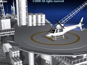 oil platform with tankership 3D-Modell