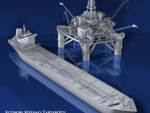 oil platform with tankership 3D-Modell