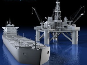 oil platform with tankership 3D-Modell