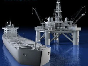 oil platform with tankership 3D Model