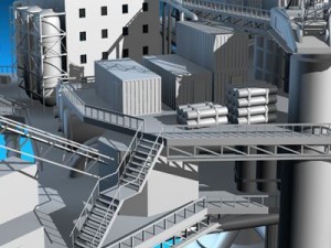 oil platform with tankership 3D-Modell