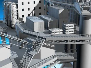 oil platform with tankership 3D Model