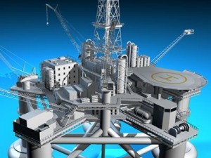 oil platform with tankership 3D-Modell