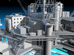 oil platform with tankership 3D-Modell