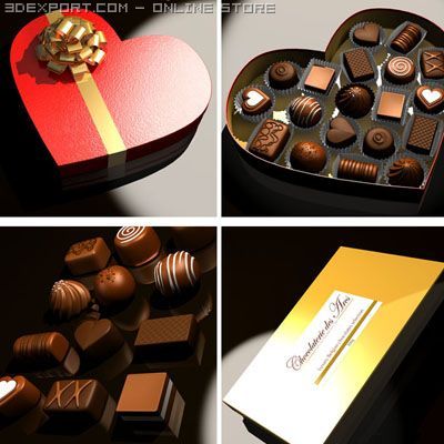 chocolates collection 3D 모델 .c4d .max .obj .3ds .fbx .stl .blend 