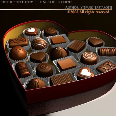 chocolate valentine box 3D Model .c4d .max .obj .3ds .fbx .stl .blend