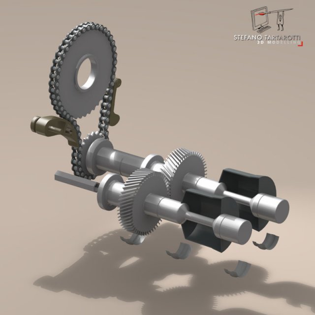 driveshaft gear and sprocket assembly 3D Modell .c4d .max .obj .3ds .fbx .stl .blend