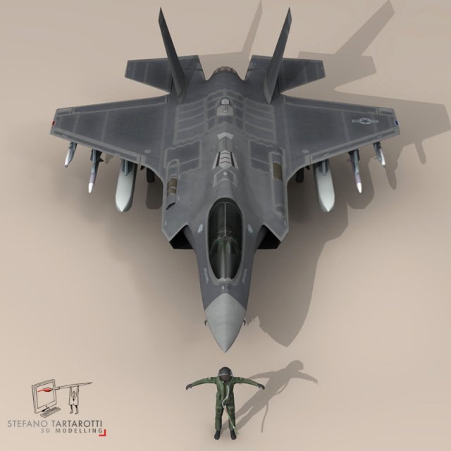 f 35 a  usaf 3D मॉडल .c4d .max .obj .3ds .fbx .stl .blend 