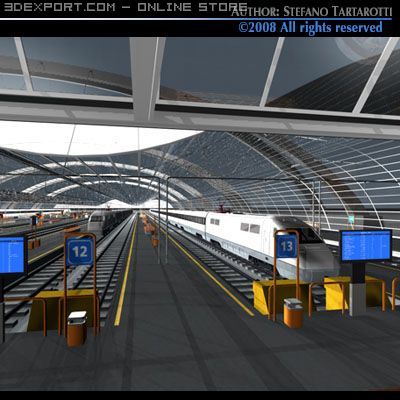 central station 3D Модель .c4d .max .obj .3ds .fbx .stl .blend 