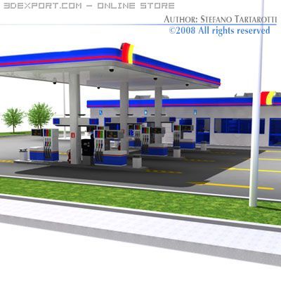 gas station 3D Model .c4d .max .obj .3ds .fbx .stl .blend 