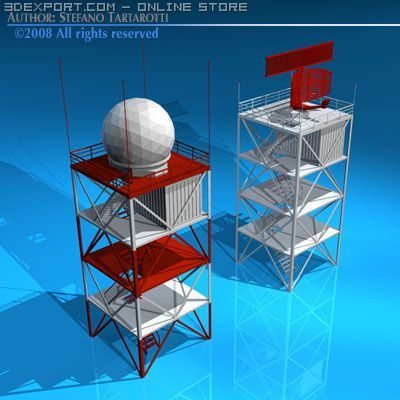 airport radar towers Model 3D .c4d .max .obj .3ds .fbx .stl .blend 