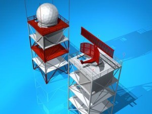 airport radar towers Model 3D