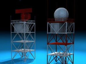 airport radar towers Model 3D